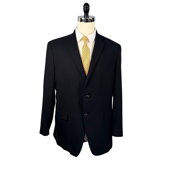 Hart Schaffner Marx Smart Suit Blazer Jacket 46L Black Unstructured Dillards USA